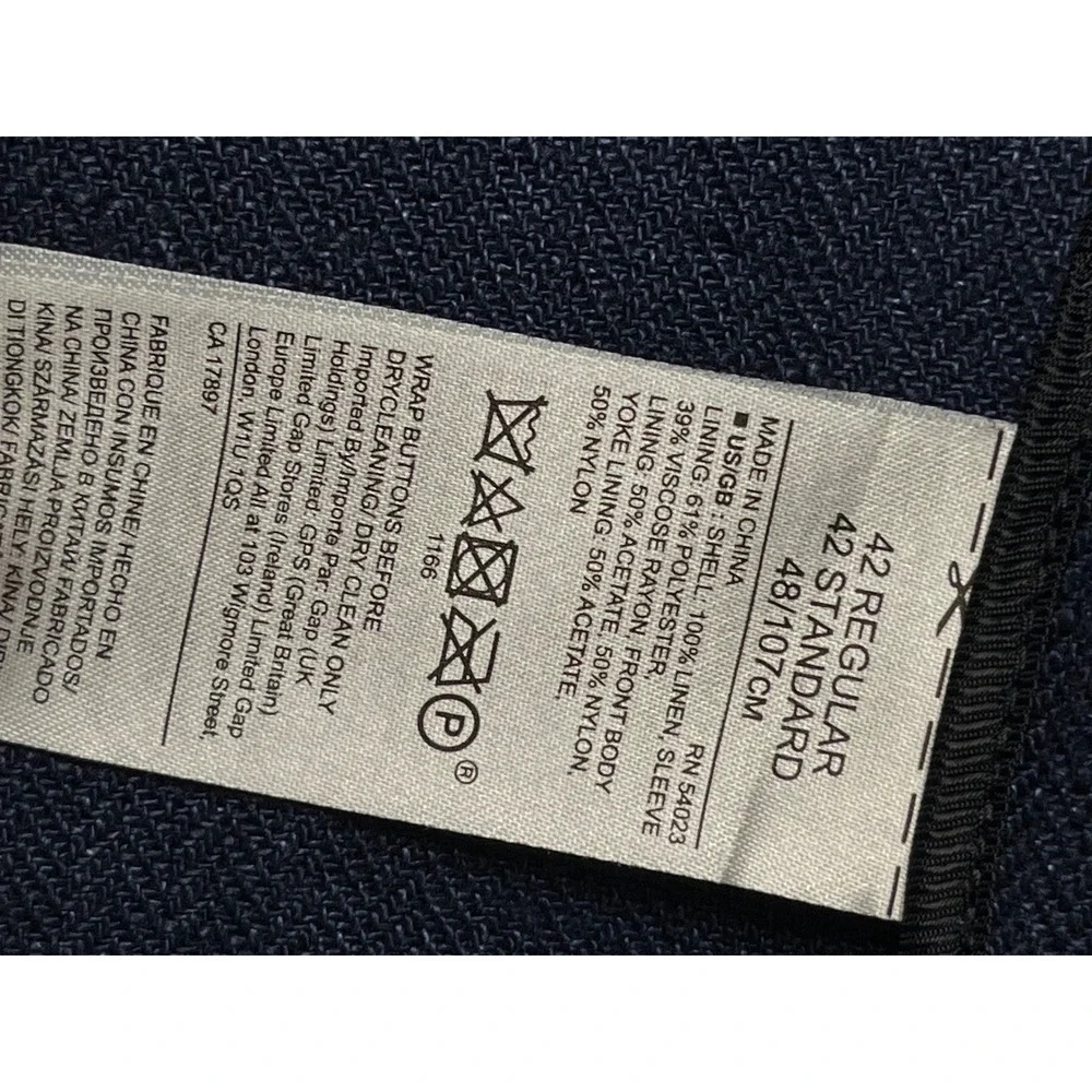 NWOT Banana Republic 42R Navy Linen Herringbone‎ Blazer Slim Fit Tailored Sport
